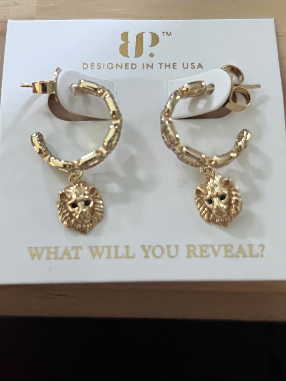 Bomb Party Vermeil Lion Hoop Drop Earrings